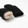 Women's mittens minku, black color, 22 cm