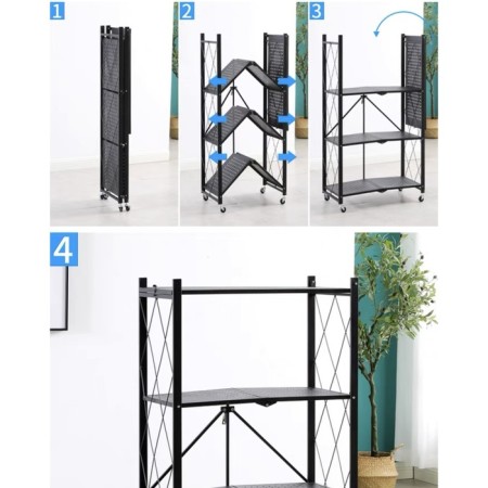 Folder drive on wheels, 3 shelves, 71 × 34 × 88cm, black matte color-13