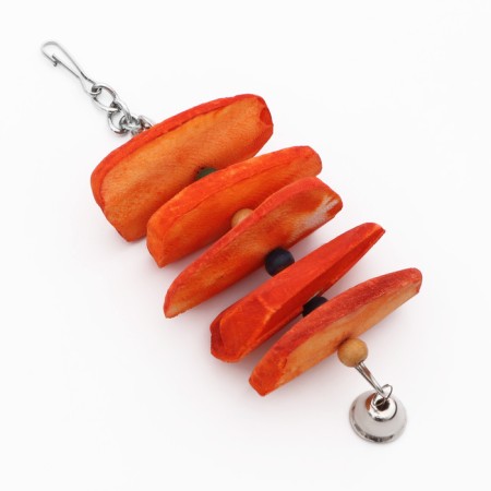 A toy for birds with a carapace carapace and beads, 20 x 6 cm, orange-5