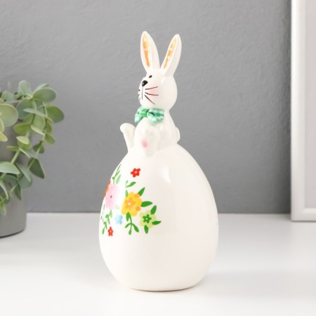 Souvenir Ceramics "Bunny on a flower egg" Ears in polka dots 8.8x8.8x19 cm-1