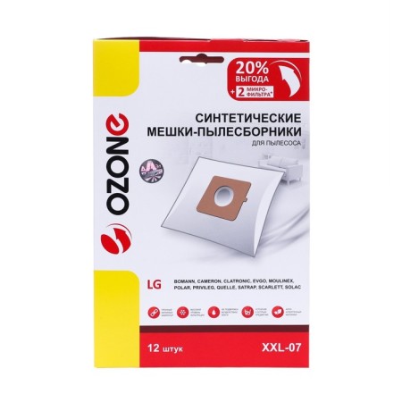 The XXL-07 Ozone bag is synthetic for the vacuum cleaner, 12 pcs + 2 microfilters-1