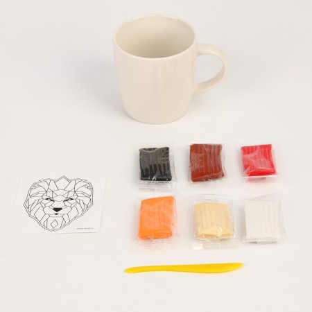 Set for decor mug polymer clay. Modeling on the circle "polygonal lion"-2