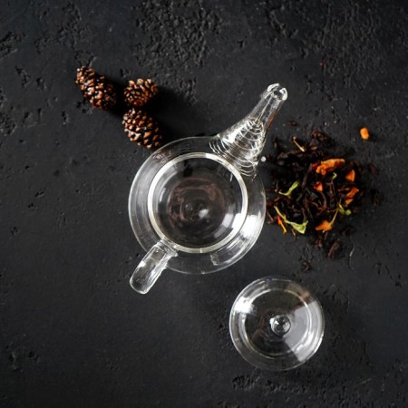 Glass teapot with metal sieve "Damba", 100 ml-8