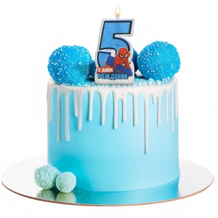 Candle in cake number 5 "Happy Birthday", Spider-Man, 8.5 × 5 cm-1
