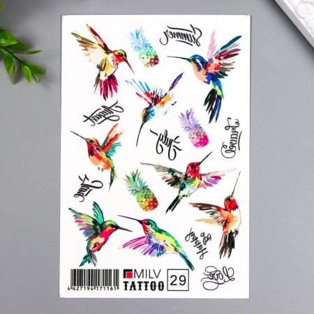Tattoo on the body "Hummingbird" 10x15 cm