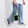 Young youth bag with zipper, 1 outer pocket, black/green color