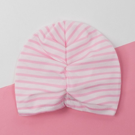 Baby cap I "strip" size 48, pink color-1