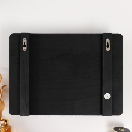 Decorative wood hooks with pocket and shelf "Black" 10.5x28x18 cm-3