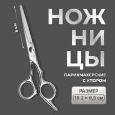Ножницы парикмахерские с упором, лезвие — 6 см, цвет серебристый