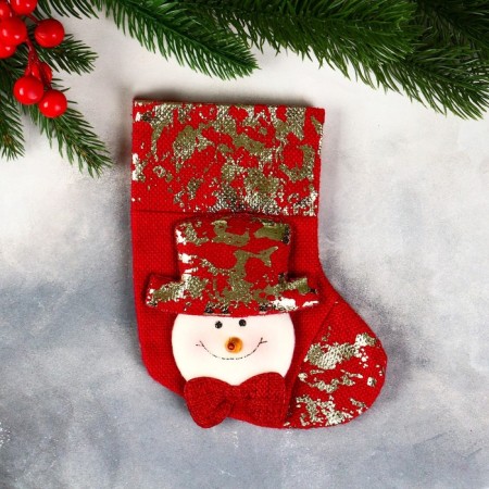 Nosok for gifts "Snowman, Potal" 11x16 cm, red-1