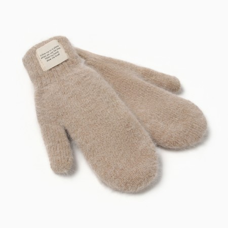 Women's mittens MIST with rabbit wool, rr 22 cm, col. coffee-5