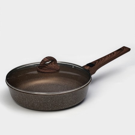 Sleeping pan “Brownie”, D = 26 cm, removable handle, glass cover, anti -stick coating, induction