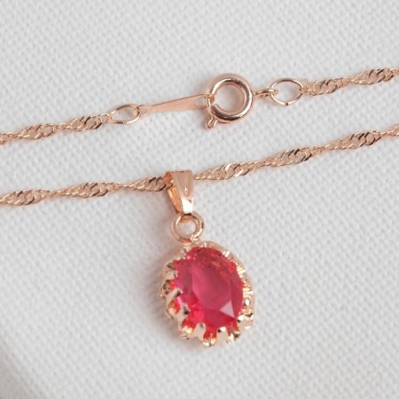 Set 3 objects: earrings, pendant, dimensionless “Edel” oval, bright pink color in gold, 45 cm-3