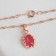 Set 3 objects: earrings, pendant, dimensionless “Edel” oval, bright pink color in gold, 45 cm