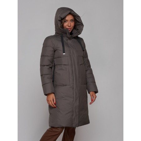 Coat insulated winter female, size 46, dark gray color-5