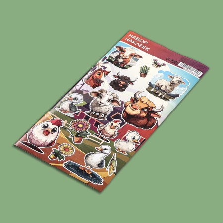 Paper children's stickers 10 x 22 cm, "farm"-1