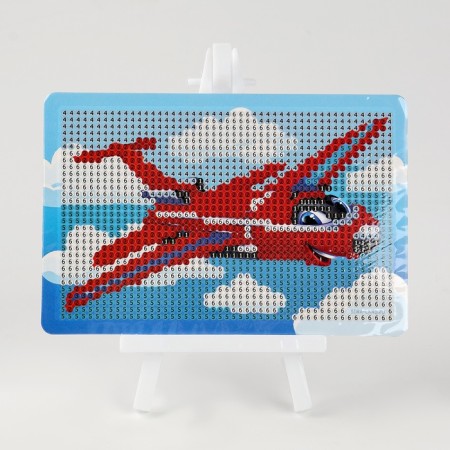 Diamond mosaic with a partial filling on the stand for children "Airplane", 10 x 15 cm, a set for creativity-2