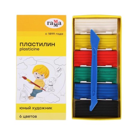 Plasticine 6 colors 84 g, gamut "Young artist", with a glass, cardboard packaging 280042-1