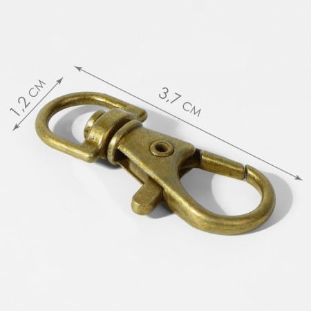 Metal carbine, 37 × 12 mm / 9 × 1.7 mm, 10 pcs, bronze color-1