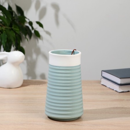 VAZ Ceramics "Liam" Nature, D-8.5x10 cm H-18 cm, white and blue-1