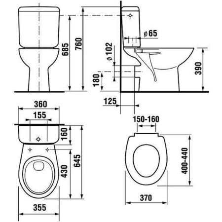 Toilet floor Jika Zeta, horizontal production, without seat, white-1