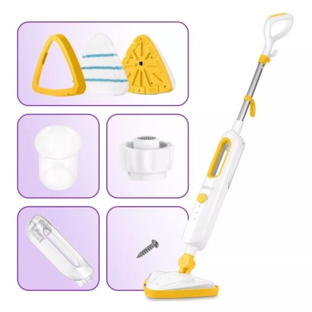 Steam mop KitFort KT-1048-1, 1300 W, 360 ml, cord 4.9 m, white-yellow-5