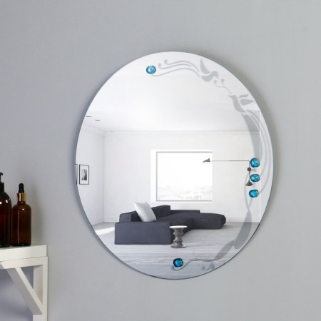 Mirror "Birds in a circle", with sandblasting graphics, wall, 50 × 50 cm