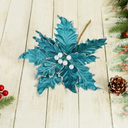 Decor "Winter Flower" Pearls, 23x19 cm, blue