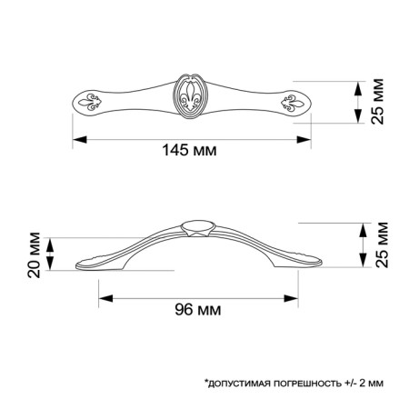 Tundra handle PC174, m/o 96 mm, bronze color-4