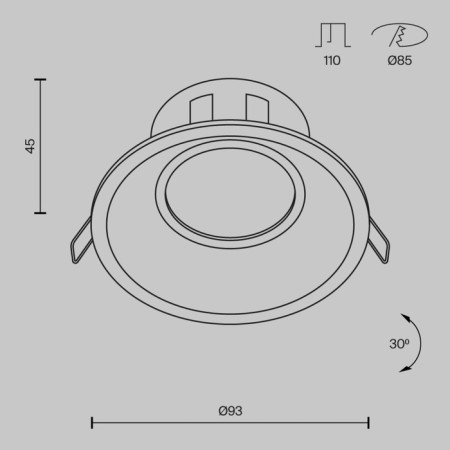 The built-in lamp Technical DL028-2-01W, 1x50W, 9.3x9.3x4.5 cm, GU10, white color-7