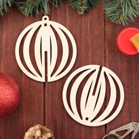 Wooden toy on the Christmas tree "Vertical", ball, diameter 8 cm-1