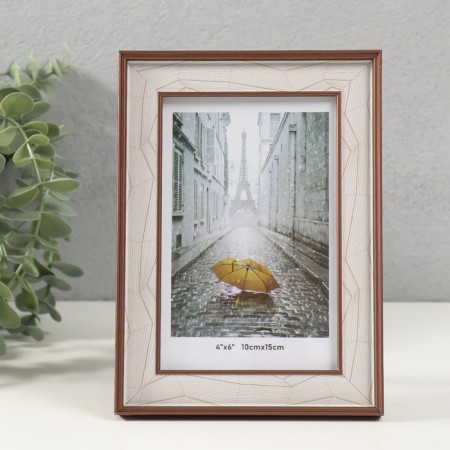 Photo frame plastic 10x15 cm "Abstraction of lines on white" coffee 1.5x13.5x18.5 cm