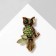 Brooch "Owl on a branch", green color in black gold