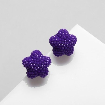 Earrings plastic "Caramel" star, purple color