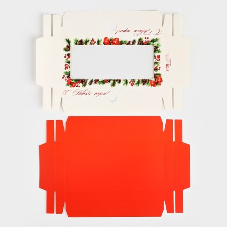 Box for chocolate "New Year's botanist", with a window, 9.4 x 1.7 x 18.4 cm, New Year-5