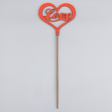 Topper wooden "love" red 12x11 cm-2