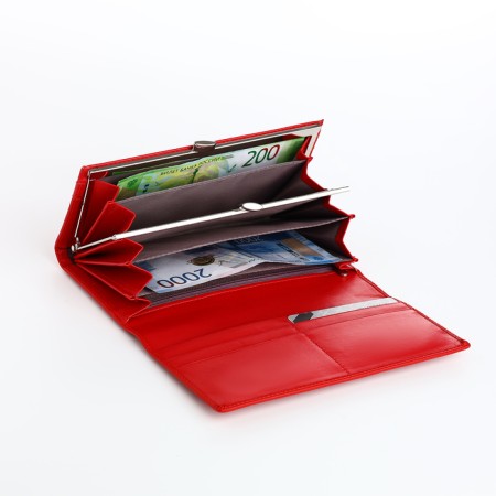 Women's wallet on magnets, red color-3