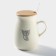 Ceramic mug with a wooden lid and spoon "Patty", 350 ml, MIX drawing