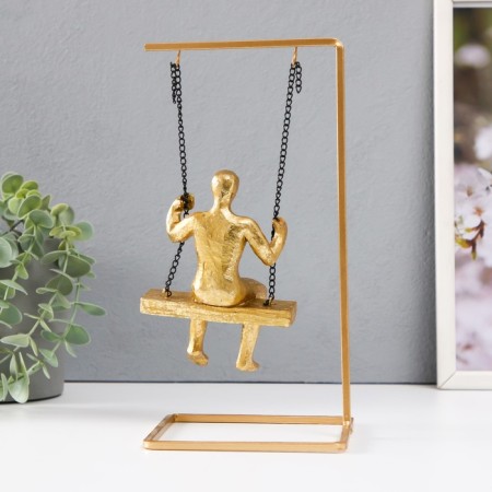 Souvenir Polystone "Thinker" gold 26x13x13 cm-3