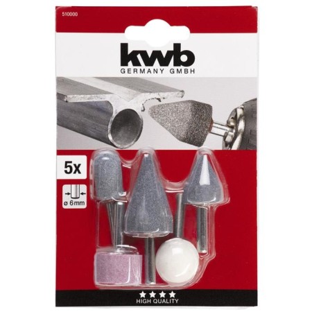 Grinding stones kwb, shank d = 6 mm, aluminum oxide, 5 pieces-1