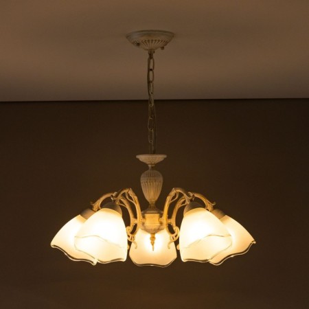 Suspended chandelier Citilux "Latur" CL413250, 36x33 cm, 5x75W, e27, white color-14