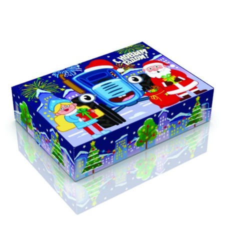 Folding box, 21 x 15 x 5 cm "Happy New Year!", Blue Tractor-1