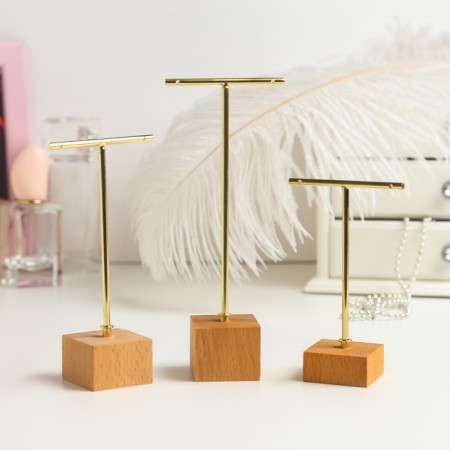 T-shaped earrings stand, set of 3 pcs., 16, 14, 11.5 cm, color gold-1