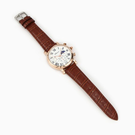 Men's watches, with a calendar, chronograph, D-4.4 cm, L-24 cm strap, brown-3