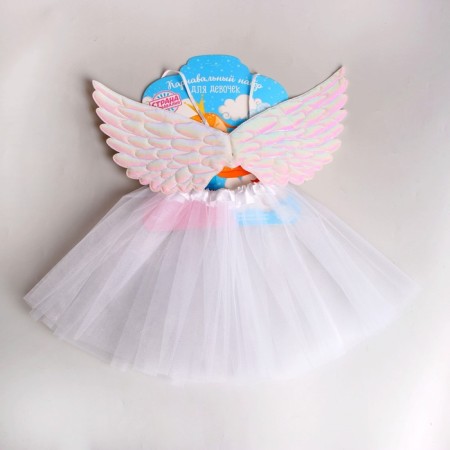 Carnival set "Angel", skirt, wings, white color-1