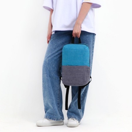 School backpack, lightning department, external pocket, blue/gray color-6
