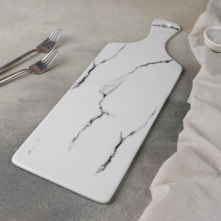 Porcelain dish for supply "marble", 44.8 × 14.8 × 0.8 cm, white color-1