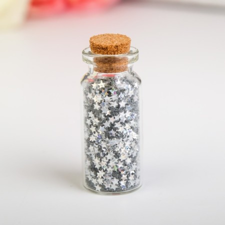 Glitter in the jar "Star silver" rr 3 mm 7 g 5x2x2 cm-3