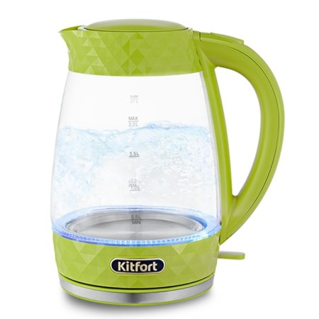 Electric kettle KitFort KT-6123-2, glass, 2 l, 2200 watts, light green