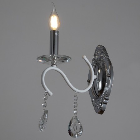 Sconces A3809/1W WT+CR white/chrome/Crystal 1x40W E14 24x10x32.5cm-1